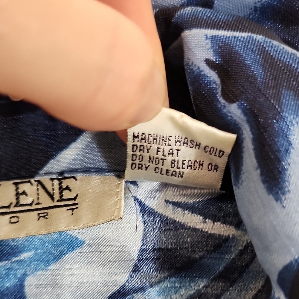 Selene Sport Blue 3/4 Sleeve Button Down Blouse - Picture 3 of 8